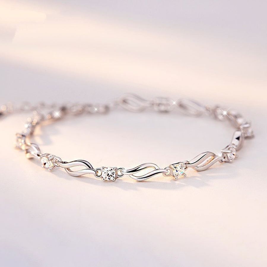 Bracelets Adjustable Attractive Shiny Rhinestone Women Chain Bangle for Dating Image 1