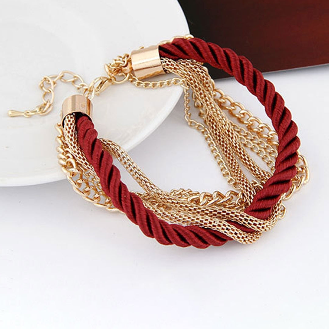 Exaggerated Adjustable Women Bracelet Alloy Multilayer Metal Chain Charm Bracelet Jewelry Accessories Image 9