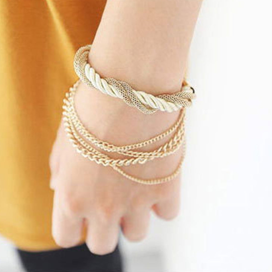 Exaggerated Adjustable Women Bracelet Alloy Multilayer Metal Chain Charm Bracelet Jewelry Accessories Image 10