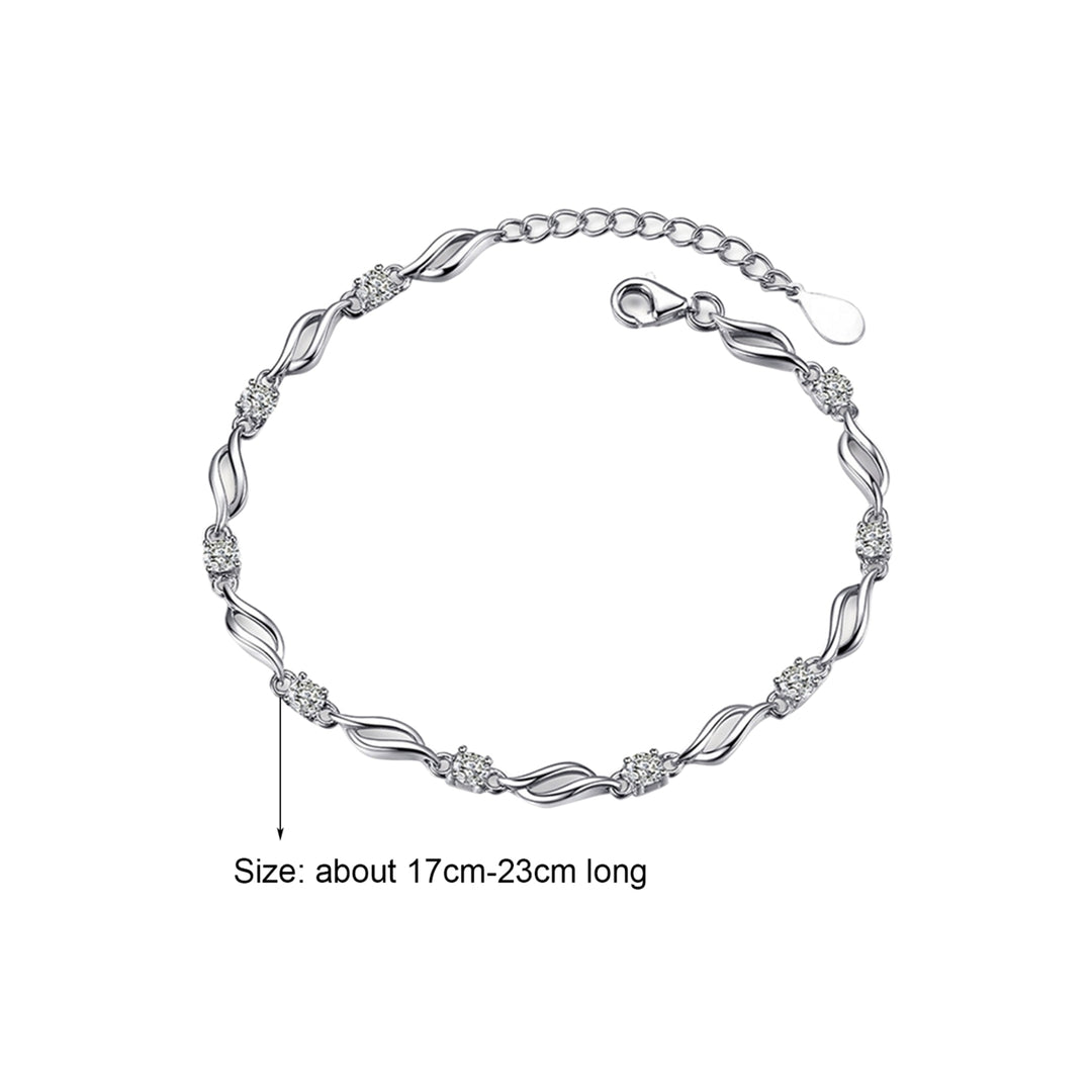 Bracelets Adjustable Attractive Shiny Rhinestone Women Chain Bangle for Dating Image 8