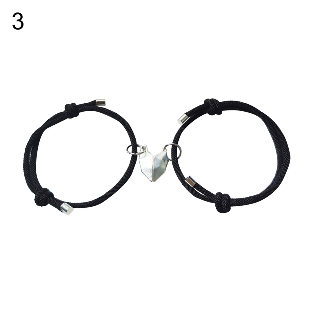 1 Pair Couple Bracelets Adjustable Length Heart Pendant Eye-catching Distance Magnet Attraction Bracelet for Home Image 4