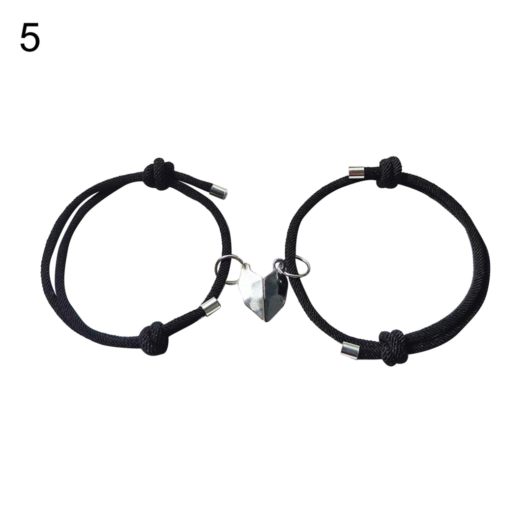 1 Pair Couple Bracelets Adjustable Length Heart Pendant Eye-catching Distance Magnet Attraction Bracelet for Home Image 6