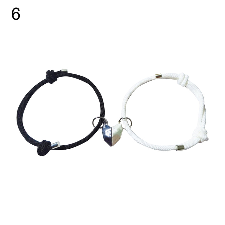 1 Pair Couple Bracelets Adjustable Length Heart Pendant Eye-catching Distance Magnet Attraction Bracelet for Home Image 7