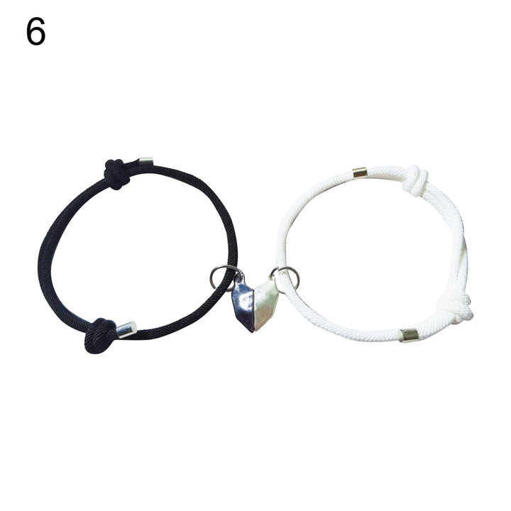 1 Pair Couple Bracelets Adjustable Length Heart Pendant Eye-catching Distance Magnet Attraction Bracelet for Home Image 1