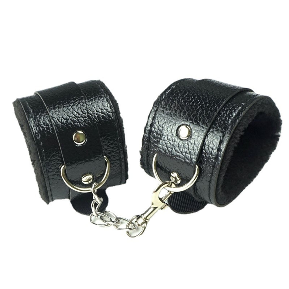 Unisex Bracelet Fluffy Plush Lining Faux Leather Warm Metal Chain Wrist Bracelet for Cosplay Image 2