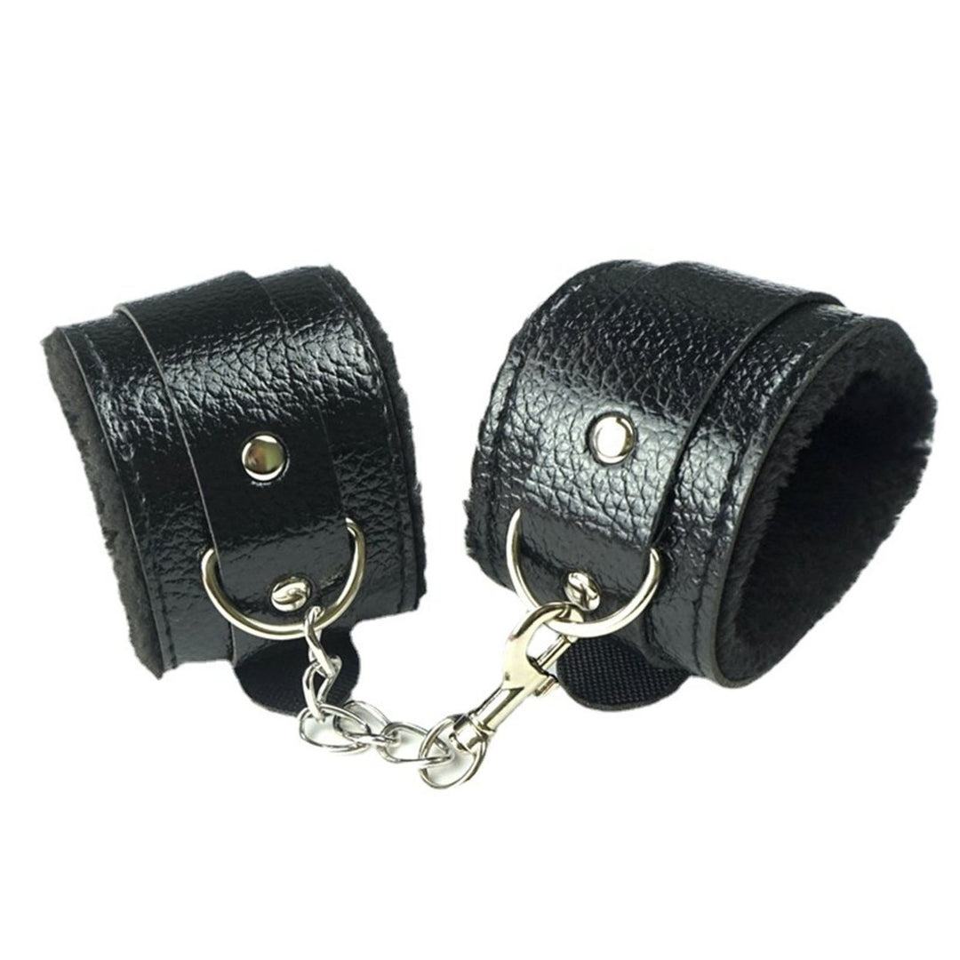 Unisex Bracelet Fluffy Plush Lining Faux Leather Warm Metal Chain Wrist Bracelet for Cosplay Image 1