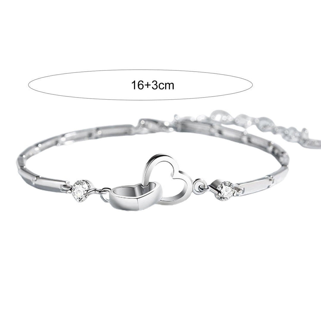 Eye-catching Bracelet Fine Workmanship Copper Charming Women Double Heart Hand Chain for Lover Image 4