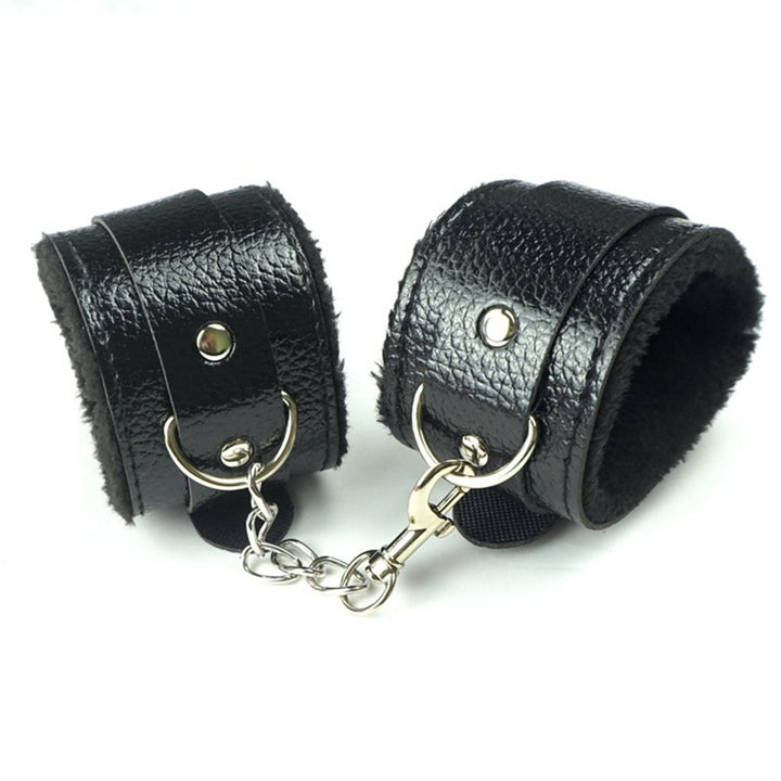 Unisex Bracelet Fluffy Plush Lining Faux Leather Warm Metal Chain Wrist Bracelet for Cosplay Image 11