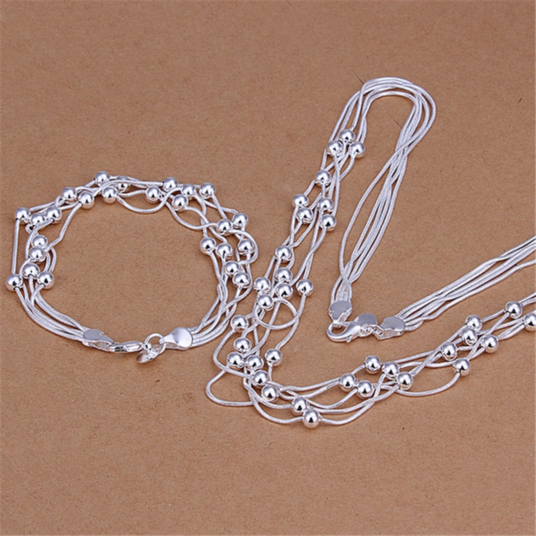 Five-line Chain Charming Exquisite Copper Fine Workmanship 5 Row Necklace Bracelet Set for Women Image 1