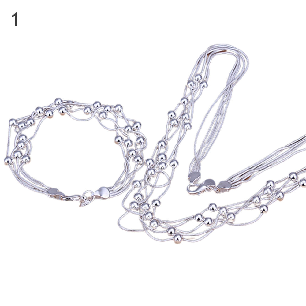 Five-line Chain Charming Exquisite Copper Fine Workmanship 5 Row Necklace Bracelet Set for Women Image 2