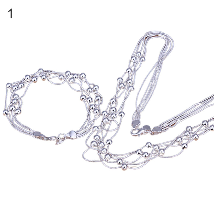 Five-line Chain Charming Exquisite Copper Fine Workmanship 5 Row Necklace Bracelet Set for Women Image 2