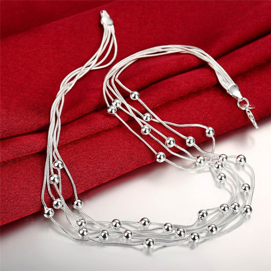 Five-line Chain Charming Exquisite Copper Fine Workmanship 5 Row Necklace Bracelet Set for Women Image 6