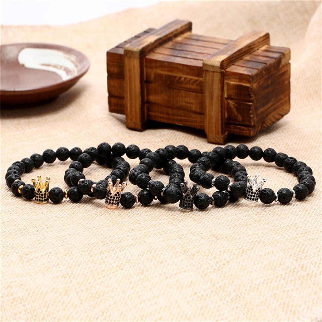 Bead Bracelet Stylish Unisex Long Lasting Men Womens Crack Flowers Stone Beads Bracelet Jewelry for Party Image 1