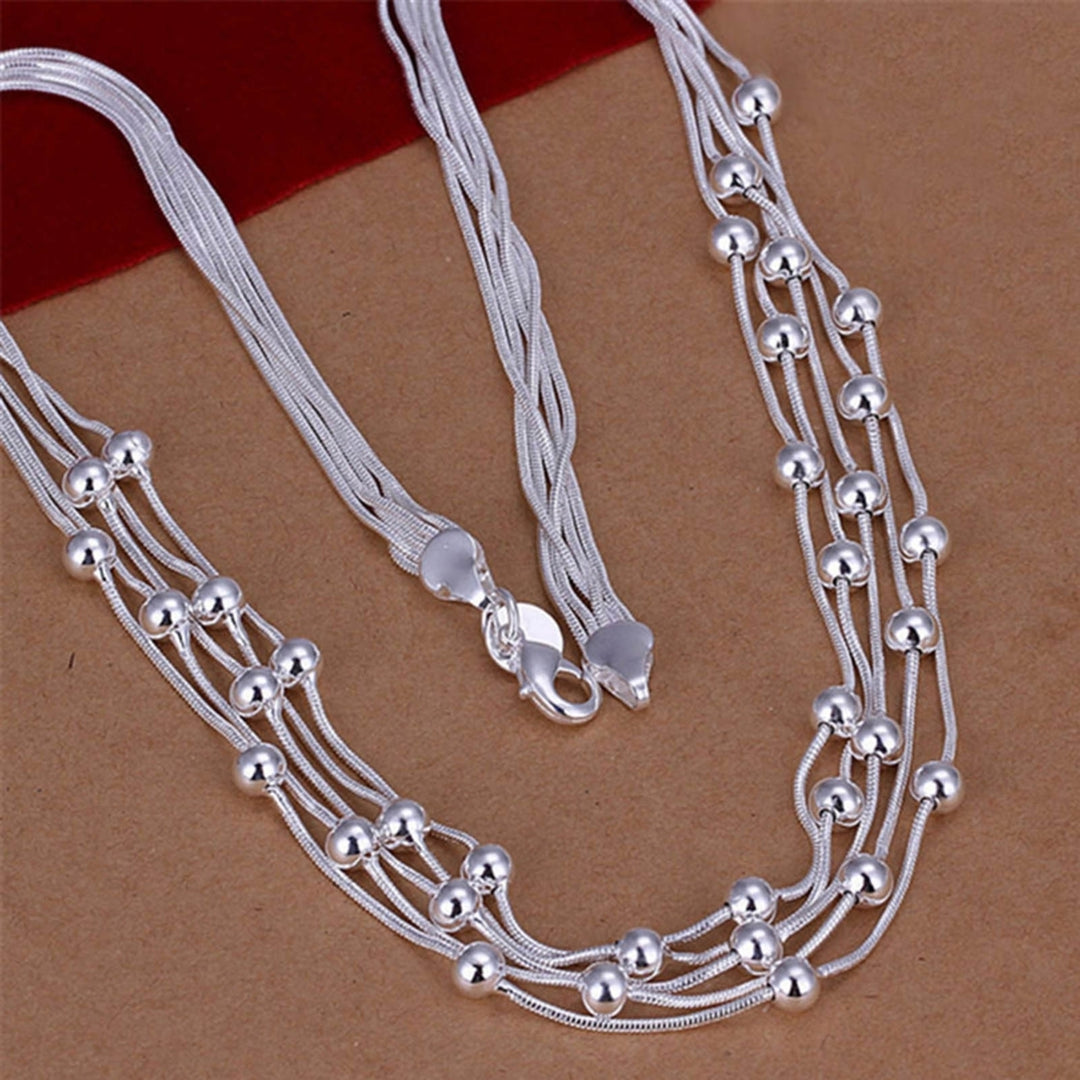 Five-line Chain Charming Exquisite Copper Fine Workmanship 5 Row Necklace Bracelet Set for Women Image 9