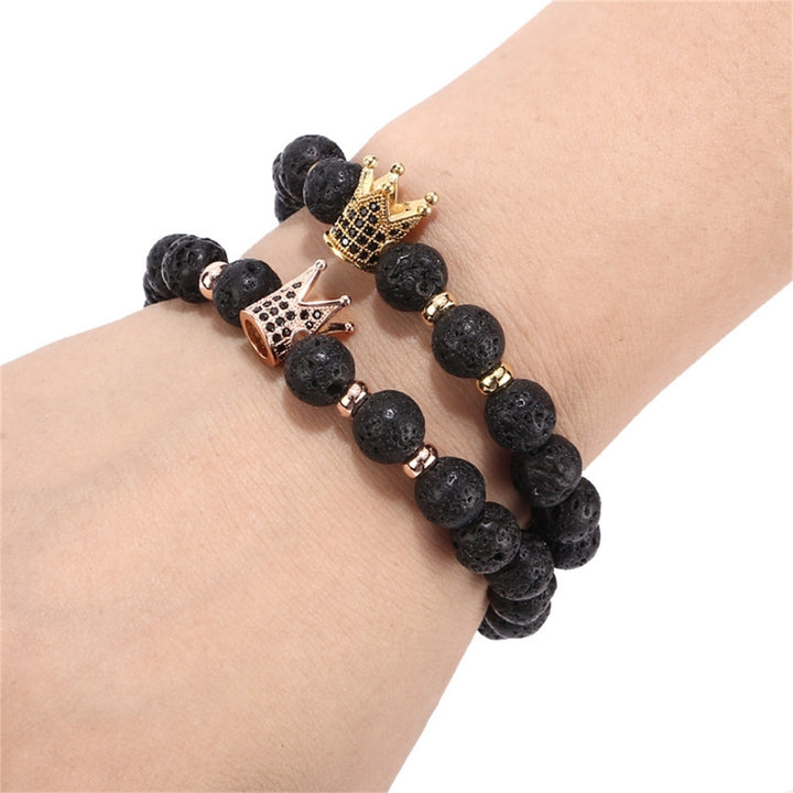 Bead Bracelet Stylish Unisex Long Lasting Men Womens Crack Flowers Stone Beads Bracelet Jewelry for Party Image 6