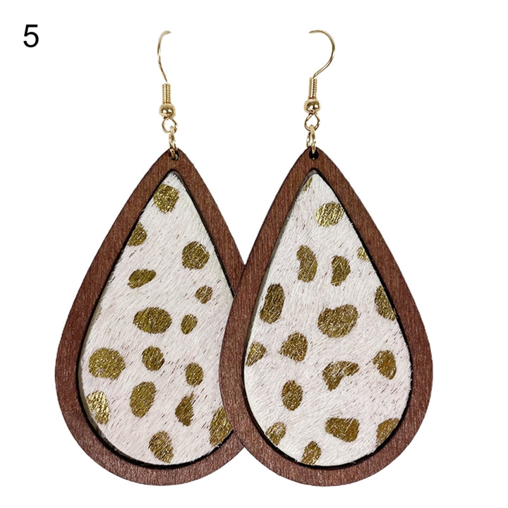 1 Pair Drop Earrings Leopard Water Drop-shaped Jewelry Bohemian Delicate Hook Earrings for Daily Wear Image 6