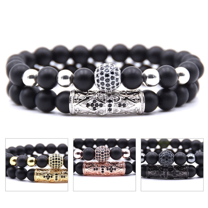 2Pcs Nice-looking Bracelet Corrosion Resistant Alloy Bead Design Men Jewelry Bracelet for Daily Image 3