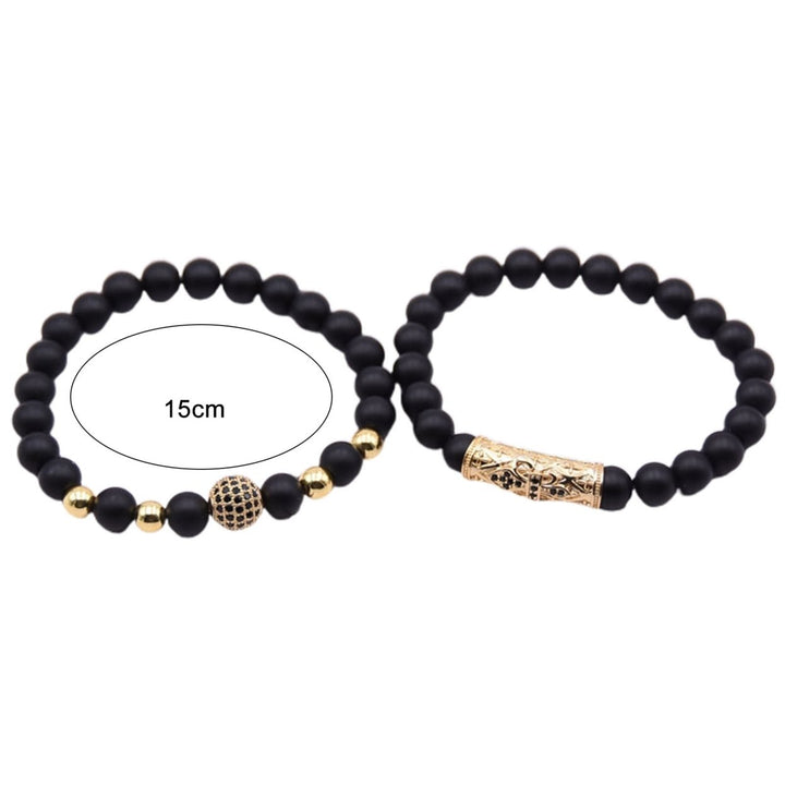 2Pcs Nice-looking Bracelet Corrosion Resistant Alloy Bead Design Men Jewelry Bracelet for Daily Image 4