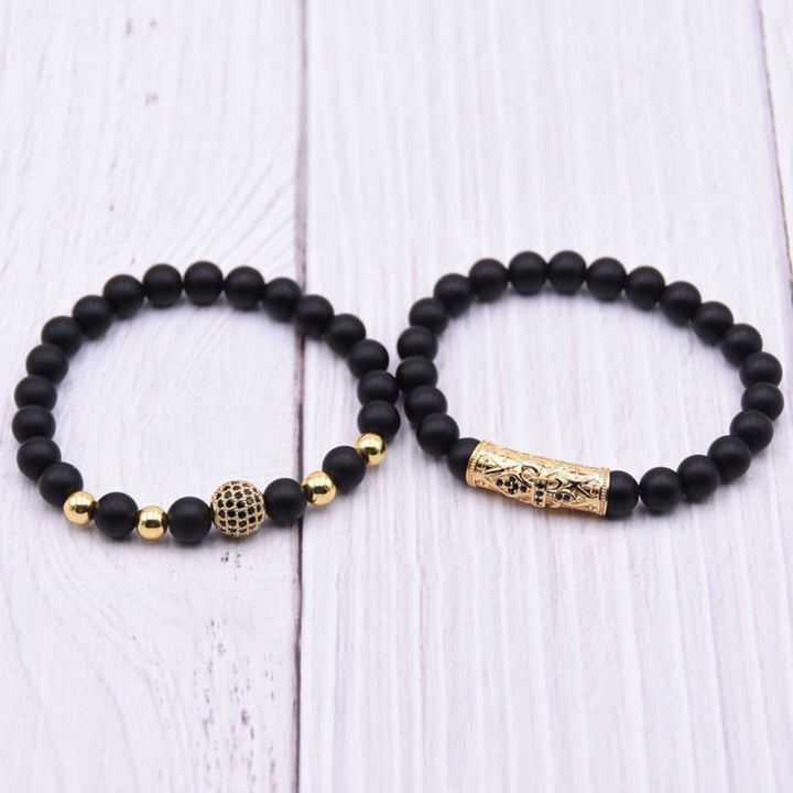 2Pcs Nice-looking Bracelet Corrosion Resistant Alloy Bead Design Men Jewelry Bracelet for Daily Image 6