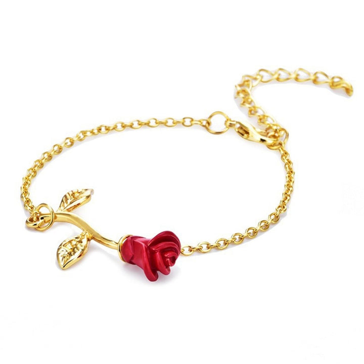 Women Bracelet Rose Adjustable Chain Jewelry Electroplating Long Lasting Bracelet for Party Image 3