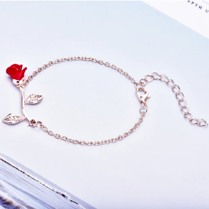 Women Bracelet Rose Adjustable Chain Jewelry Electroplating Long Lasting Bracelet for Party Image 4