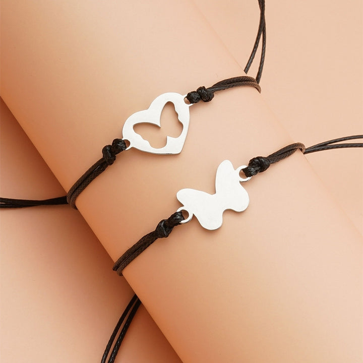 2Pcs Women Bracelets Creative Shape Rust-proof Alloy Fashion Butterfly Style Couple Bracelets for Dating Image 2