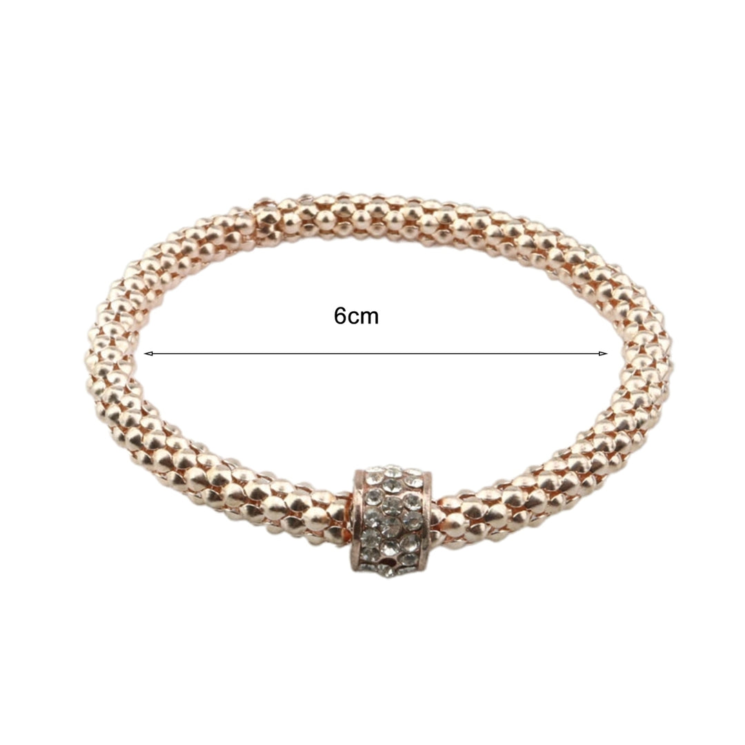 3Pcs Women Bracelet All-match Fashion Jewelry Alloy Rhinestone Embedded Corn Chain Bangle for Party Image 4