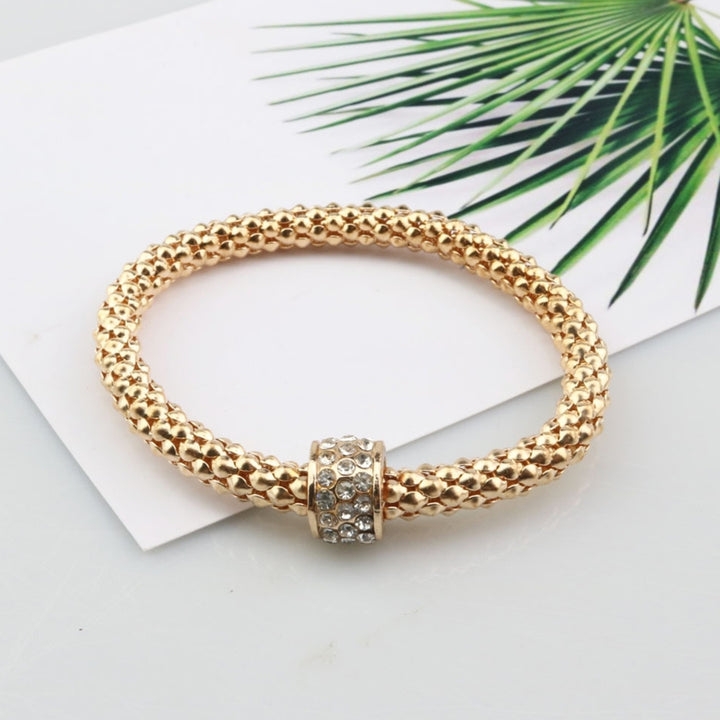 3Pcs Women Bracelet All-match Fashion Jewelry Alloy Rhinestone Embedded Corn Chain Bangle for Party Image 7