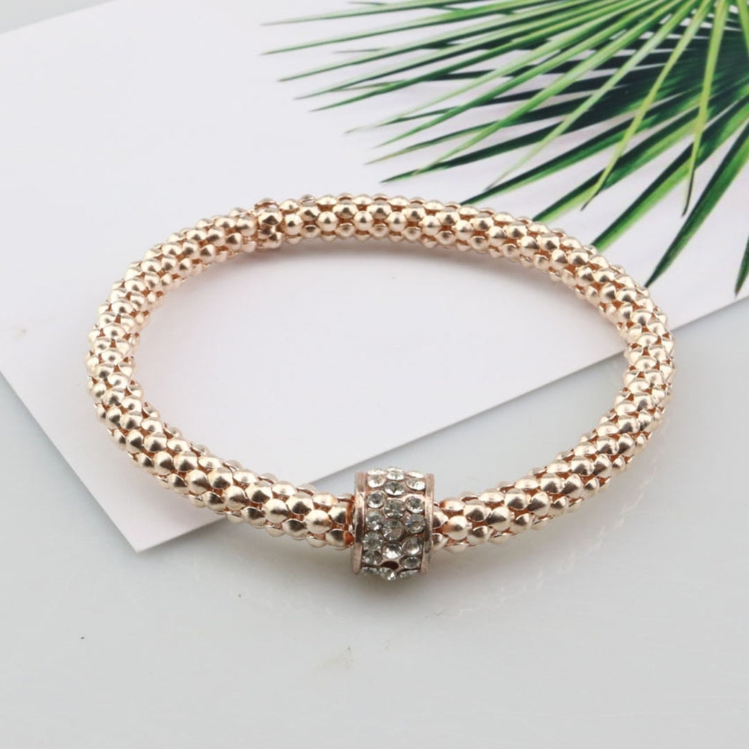 3Pcs Women Bracelet All-match Fashion Jewelry Alloy Rhinestone Embedded Corn Chain Bangle for Party Image 8