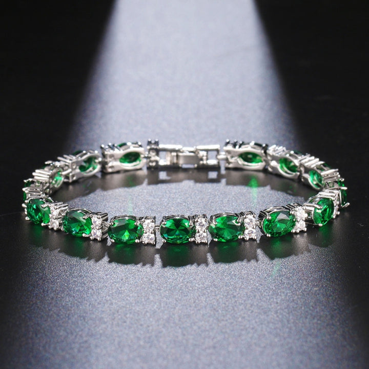 Ladies Trendy Bracelet Oval Cubic Zirconia Not Easy to Break Wrist Decoration Faux Gem Stone Bracelet for Gifts Image 1