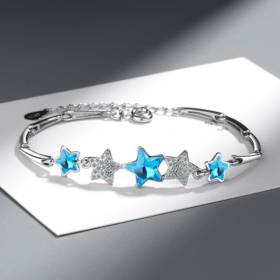 Women Bracelets Faux Crystal Rhinestone Star Shape Delicate Lady Bracelets for Gifts Image 1