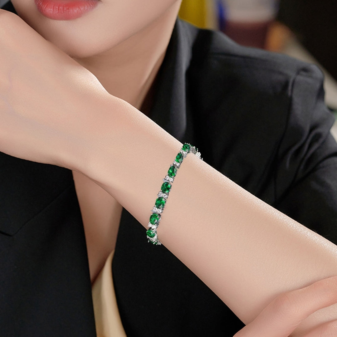 Ladies Trendy Bracelet Oval Cubic Zirconia Not Easy to Break Wrist Decoration Faux Gem Stone Bracelet for Gifts Image 4