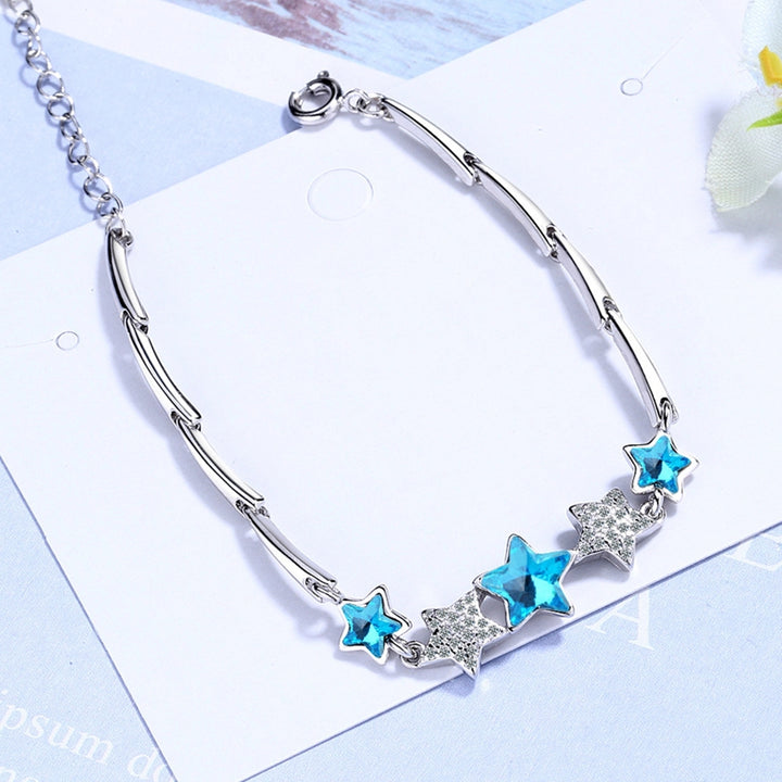 Women Bracelets Faux Crystal Rhinestone Star Shape Delicate Lady Bracelets for Gifts Image 2