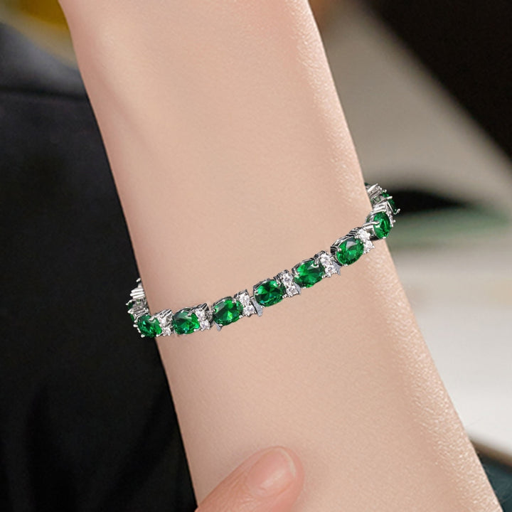 Ladies Trendy Bracelet Oval Cubic Zirconia Not Easy to Break Wrist Decoration Faux Gem Stone Bracelet for Gifts Image 7