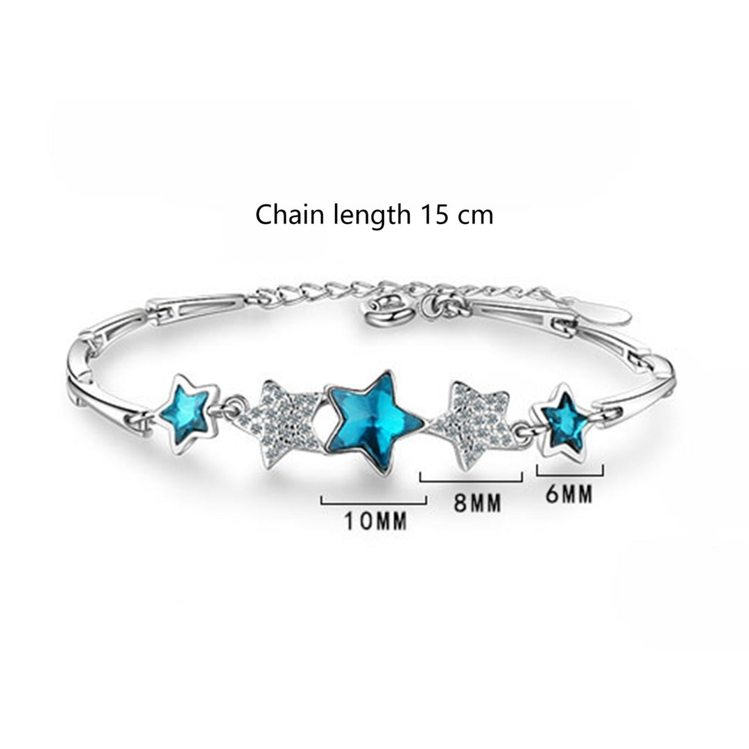 Women Bracelets Faux Crystal Rhinestone Star Shape Delicate Lady Bracelets for Gifts Image 6