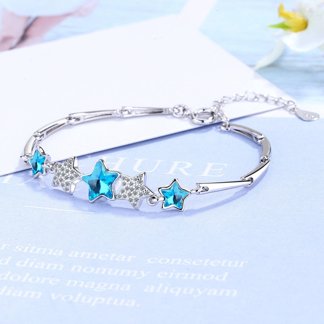 Women Bracelets Faux Crystal Rhinestone Star Shape Delicate Lady Bracelets for Gifts Image 7