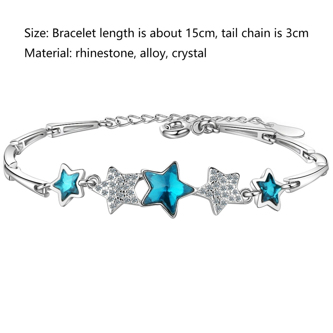 Women Bracelets Faux Crystal Rhinestone Star Shape Delicate Lady Bracelets for Gifts Image 12