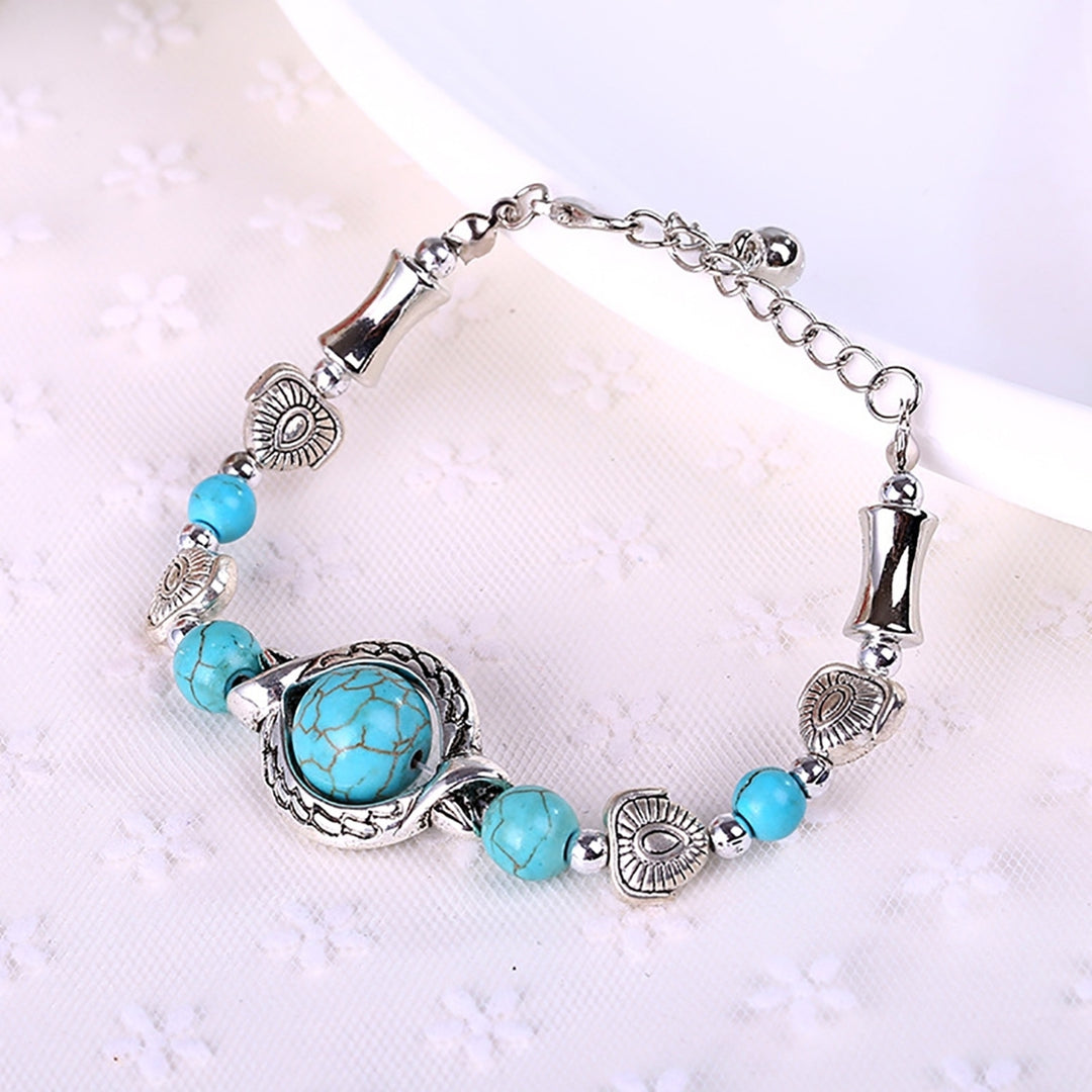 Butterflies Decor Adjustable Unisex Bracelet Alloy Handmade Turquoises Beads Retro Bracelet Jewelry Accessories Image 4