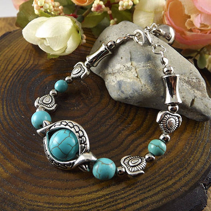 Butterflies Decor Adjustable Unisex Bracelet Alloy Handmade Turquoises Beads Retro Bracelet Jewelry Accessories Image 8