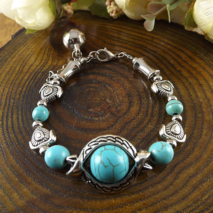 Butterflies Decor Adjustable Unisex Bracelet Alloy Handmade Turquoises Beads Retro Bracelet Jewelry Accessories Image 9