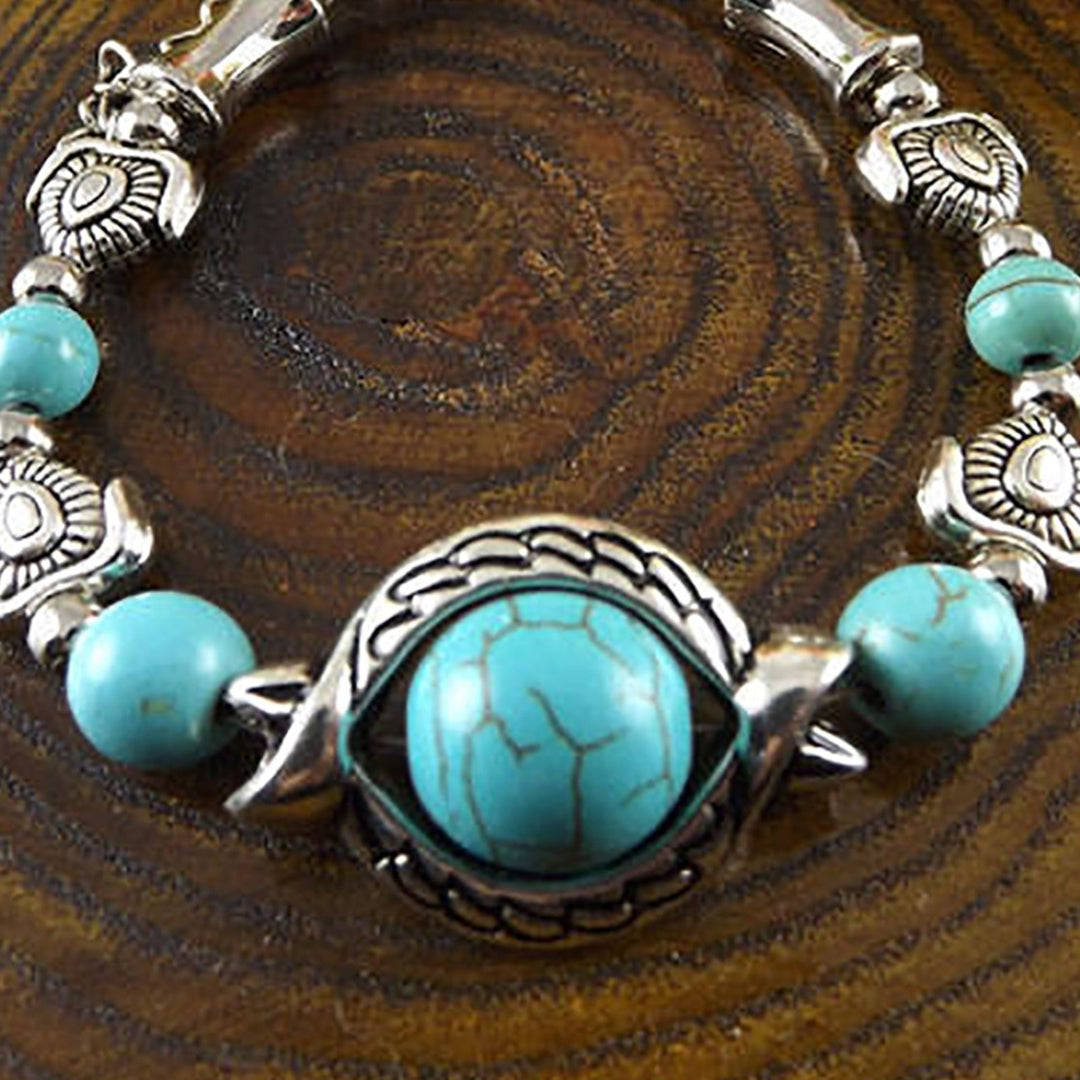 Butterflies Decor Adjustable Unisex Bracelet Alloy Handmade Turquoises Beads Retro Bracelet Jewelry Accessories Image 10