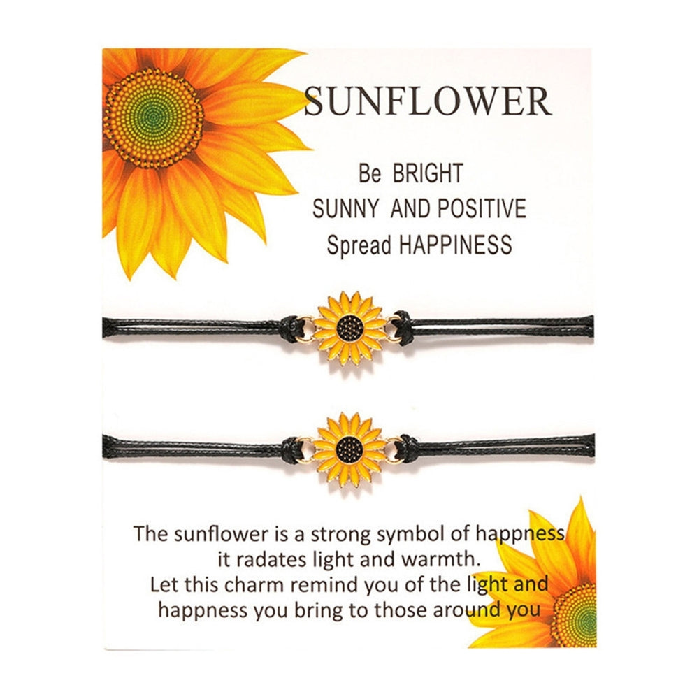 1 Set Friendship Card Bracelets Sunflower Dripping Oil Adjustable Bracelets for Daily Wear Image 2