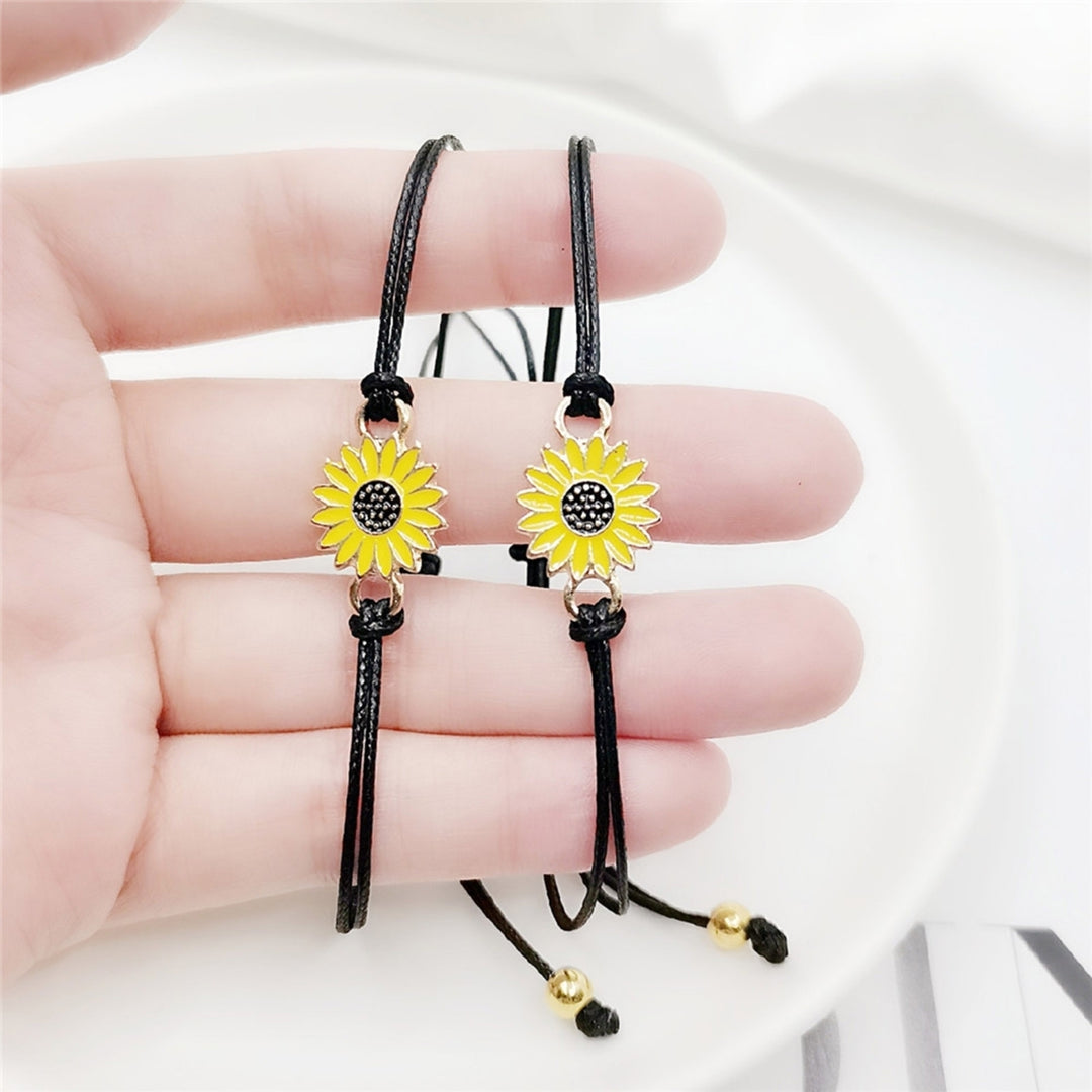 1 Set Friendship Card Bracelets Sunflower Dripping Oil Adjustable Bracelets for Daily Wear Image 4