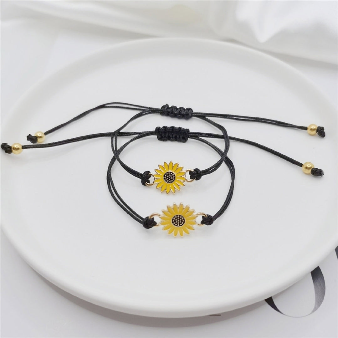 1 Set Friendship Card Bracelets Sunflower Dripping Oil Adjustable Bracelets for Daily Wear Image 6