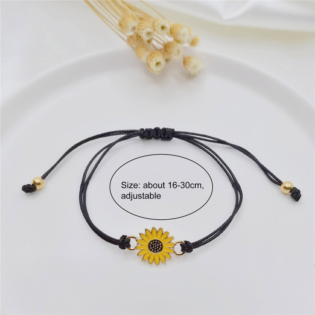 1 Set Friendship Card Bracelets Sunflower Dripping Oil Adjustable Bracelets for Daily Wear Image 7