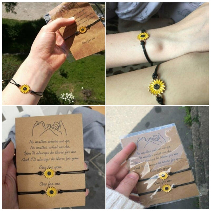 1 Set Friendship Card Bracelets Sunflower Dripping Oil Adjustable Bracelets for Daily Wear Image 8