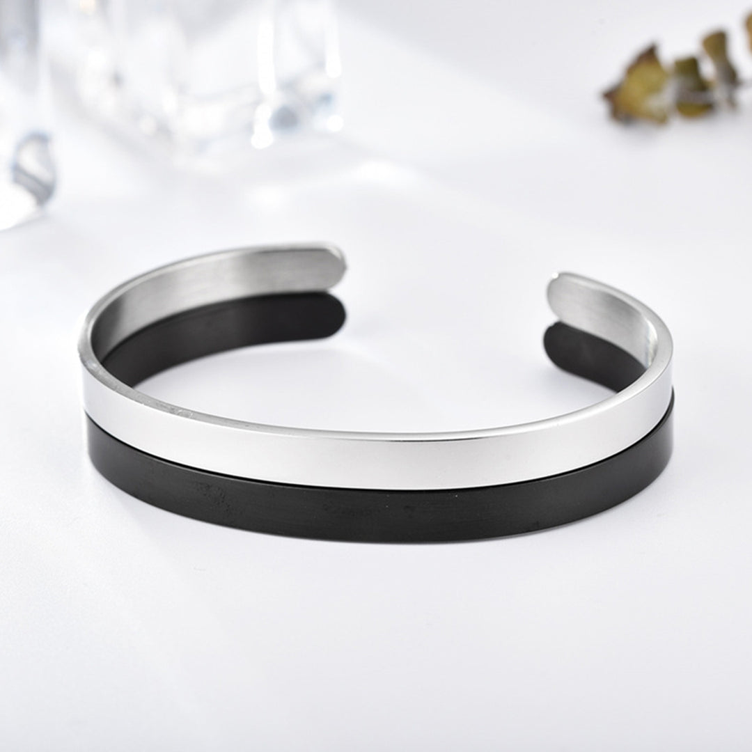 Men Bracelet Smooth Adjustable Stainless Steel Solid Color Women Bangle Adult Decoration Image 7