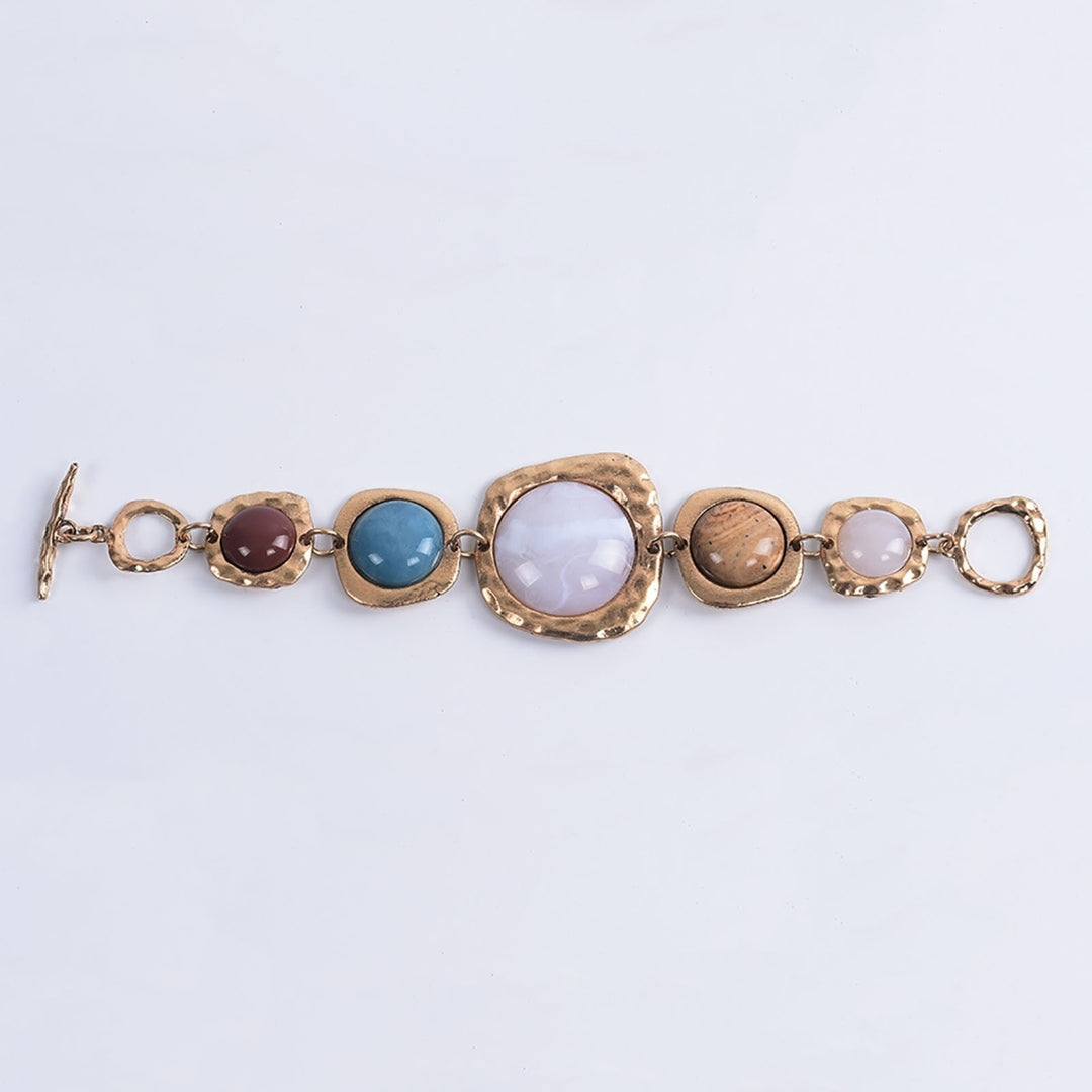 Easy-hook Clasp Alloy Link Chain Retro Bracelet Exaggerated Irregular Stone Women Bracelet Hand Decor Image 11