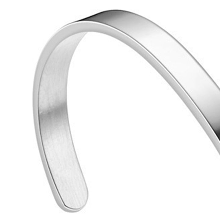 Men Bracelet Smooth Adjustable Stainless Steel Solid Color Women Bangle Adult Decoration Image 9