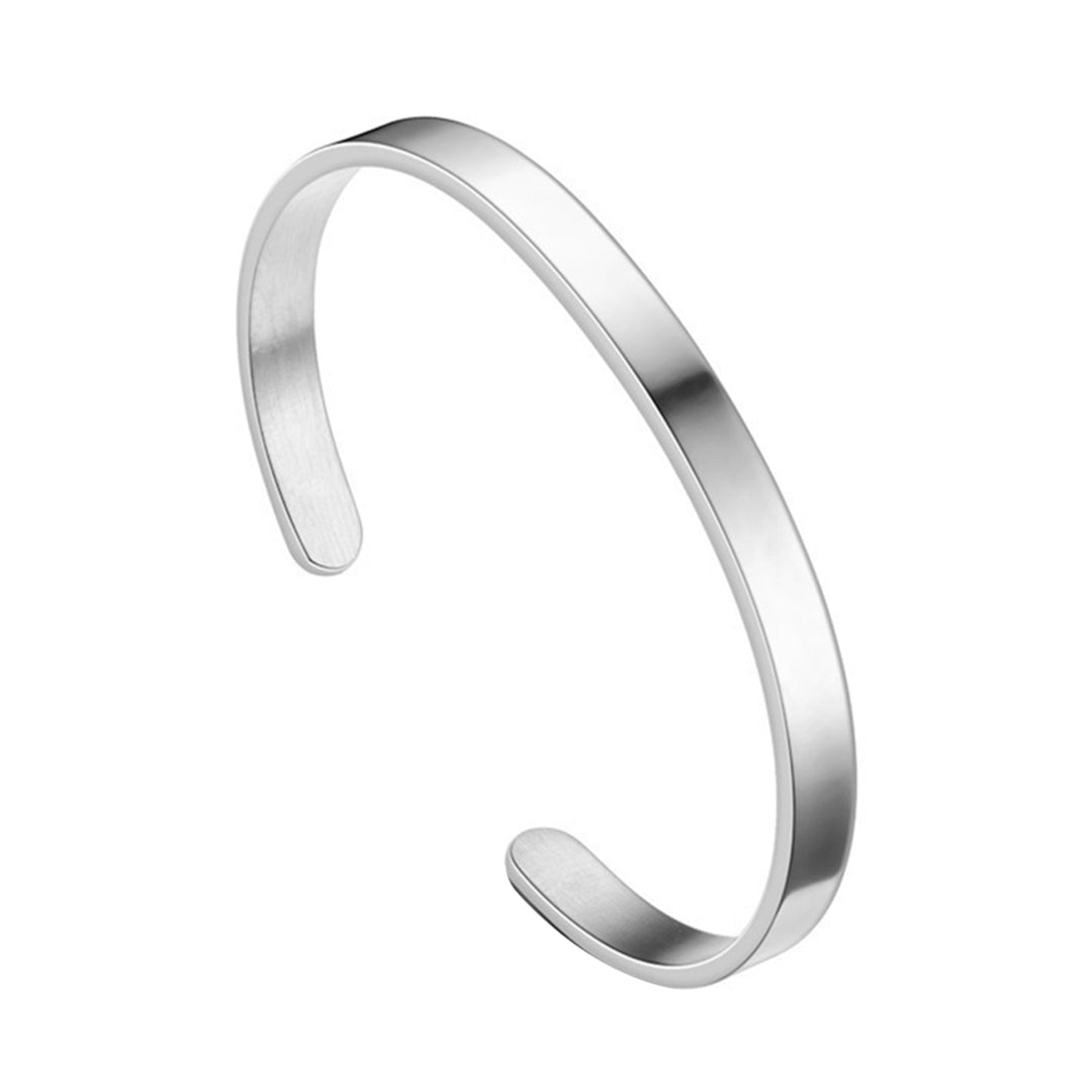 Men Bracelet Smooth Adjustable Stainless Steel Solid Color Women Bangle Adult Decoration Image 11